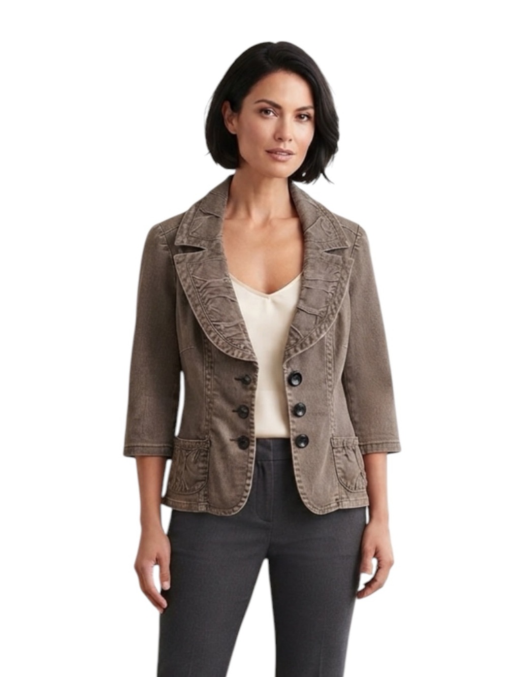 Christiana Zinn Vintage Taupe Button-Front Blazer Size 1X